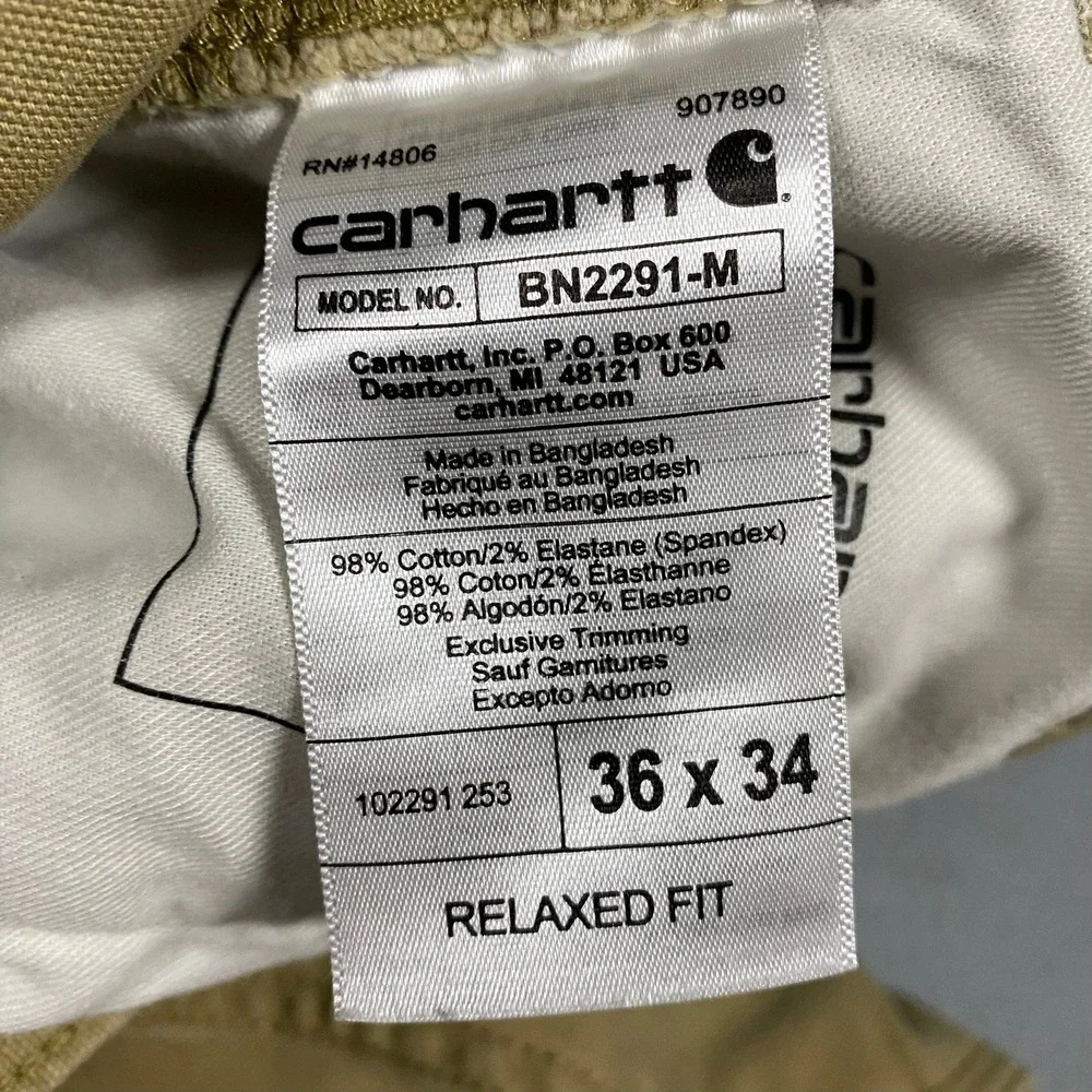 Carhartt Mens Rugged Flex‎ Relaxed Fit Canvas Work Pants Tan BN2291-M 36x34
